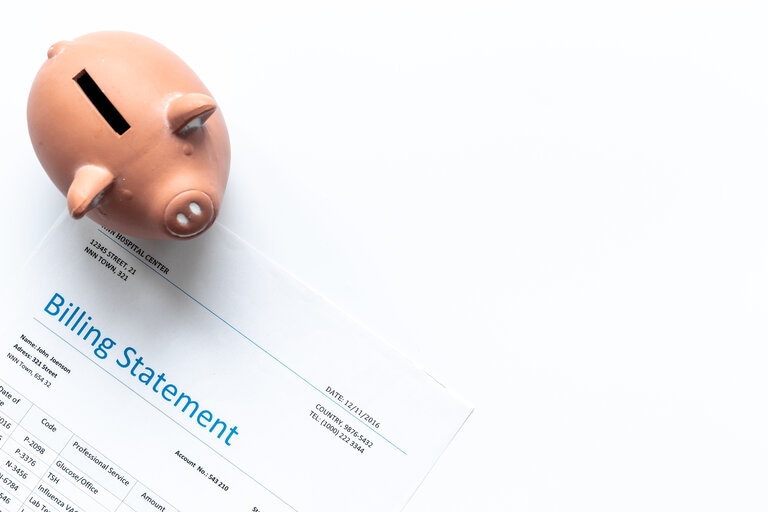 Medical Billing Statement form with piggy bank